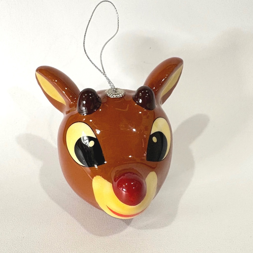 Rudolph the Red-Nosed Reindeer Ceramic Christmas Ornament Character Arts Brown